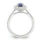 14k White Gold 5/8 Ct. Lab Grown Diamond VS/SI+ G+ and Oval Lab Created Blue Sapphire Halo Fashion Ring