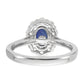 10k White Gold 5/8 Ct. Lab Grown Diamond VS/SI+ G+ and Oval Lab Created Blue Sapphire Halo Fashion Ring