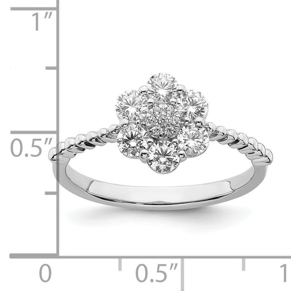 14K White Gold Lab Grown Diamond VS/SI FGH Floral Ring