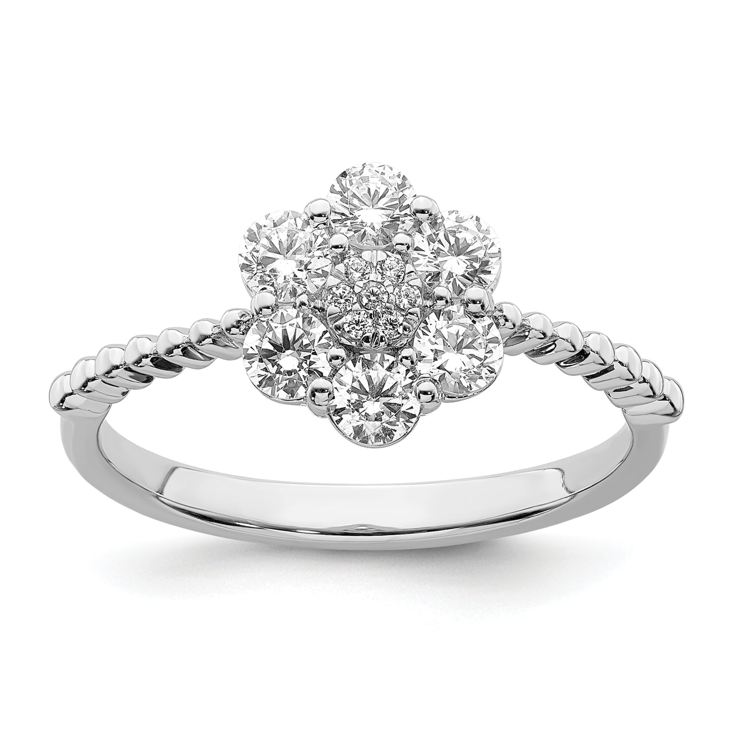 14K White Gold Lab Grown Diamond VS/SI FGH Floral Ring