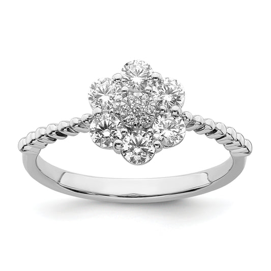 14K White Gold Lab Grown Diamond VS/SI FGH Floral Ring