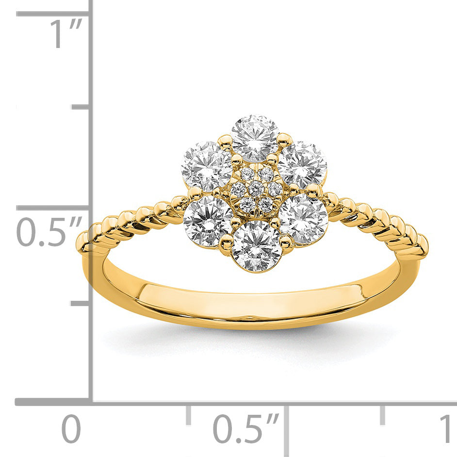 14k Yellow Gold Lab Grown Diamond VS/SI+ G+ Floral Ring