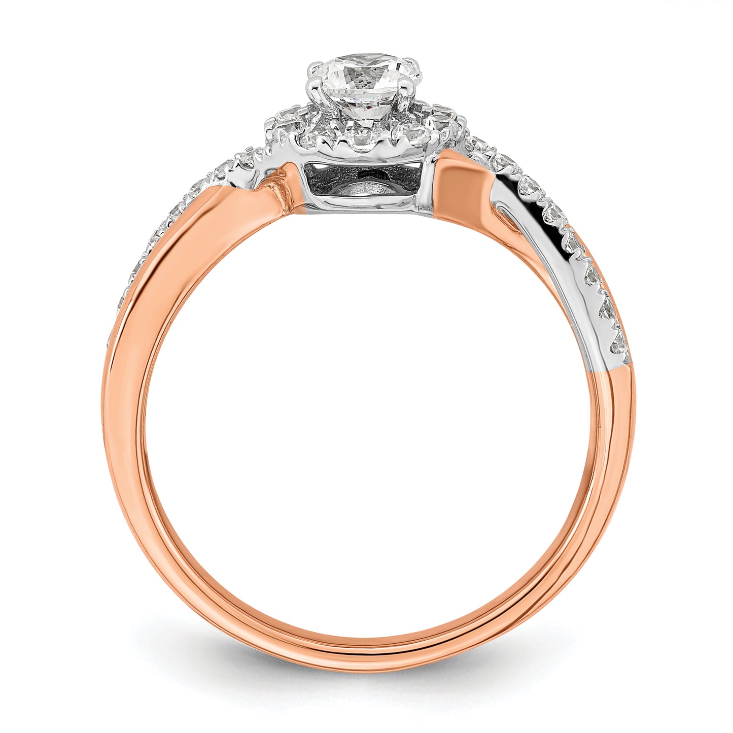 10k Two-Tone Rose and White Gold 5/8 Ct. Lab Grown Diamond VS/SI+ G+ Round Fancy Halo Engagement Ring