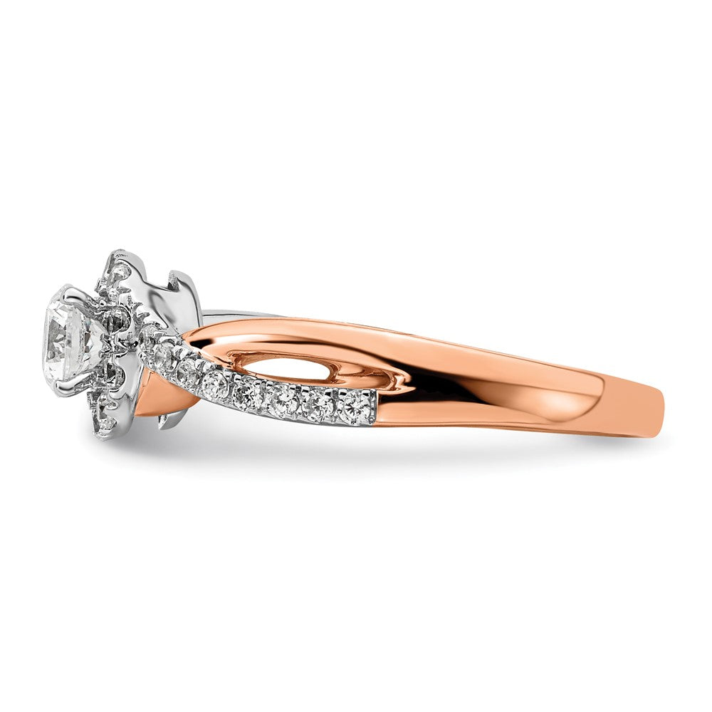 10k Two-Tone Rose and White Gold 5/8 Ct. Lab Grown Diamond VS/SI+ G+ Round Complete Fancy Halo Engagement Ring