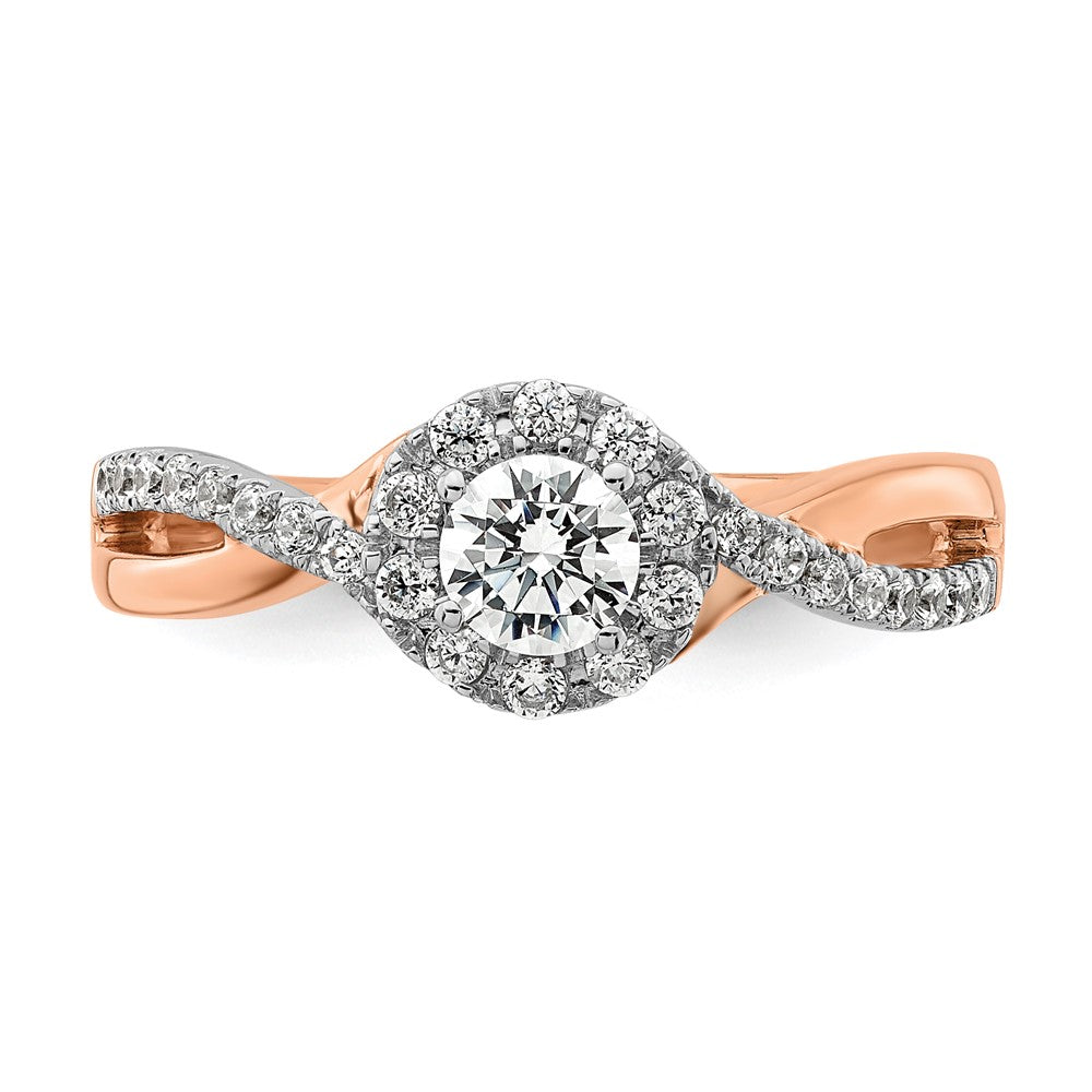 10k Two-Tone Rose and White Gold 5/8 Ct. Lab Grown Diamond VS/SI+ G+ Round Complete Fancy Halo Engagement Ring