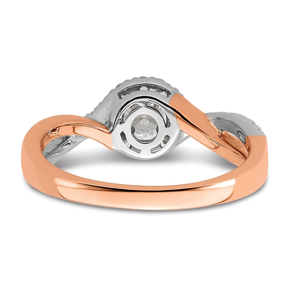 10k Two-Tone Rose and White Gold 5/8 Ct. Lab Grown Diamond VS/SI+ G+ Round Complete Fancy Halo Engagement Ring