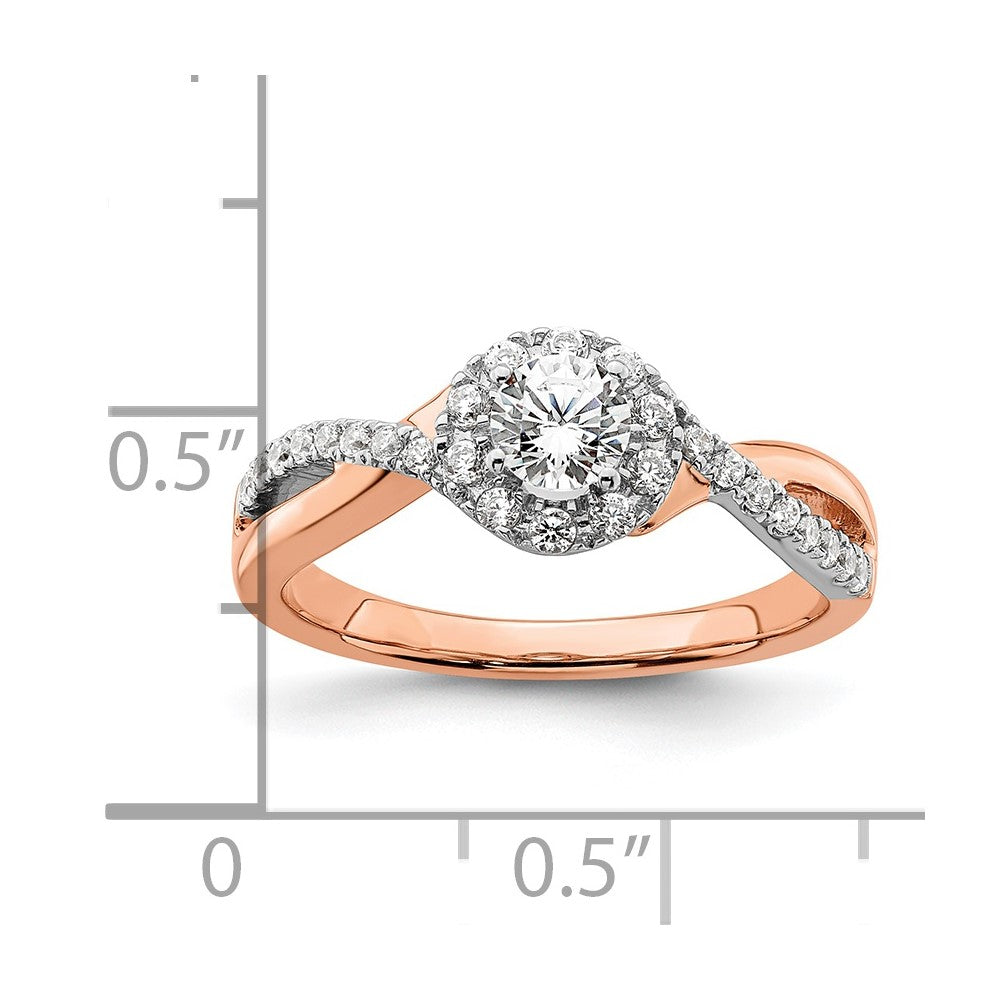 10k Two-Tone Rose and White Gold 5/8 Ct. Lab Grown Diamond VS/SI+ G+ Round Complete Fancy Halo Engagement Ring