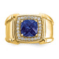 14k Yellow Gold 1/4 Ct. Lab Grown Diamond VS/SI+ G+ and Lab Created Blue Sapphire Men's Ring