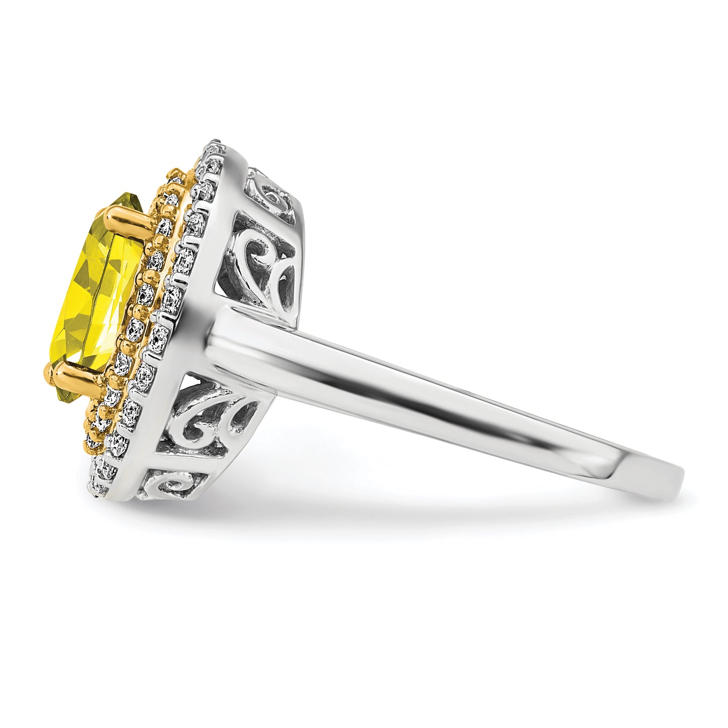 14K Two-Tone Lab Grown VS/SI+ G+ Diamond & Created Yellow Sapphire Ring