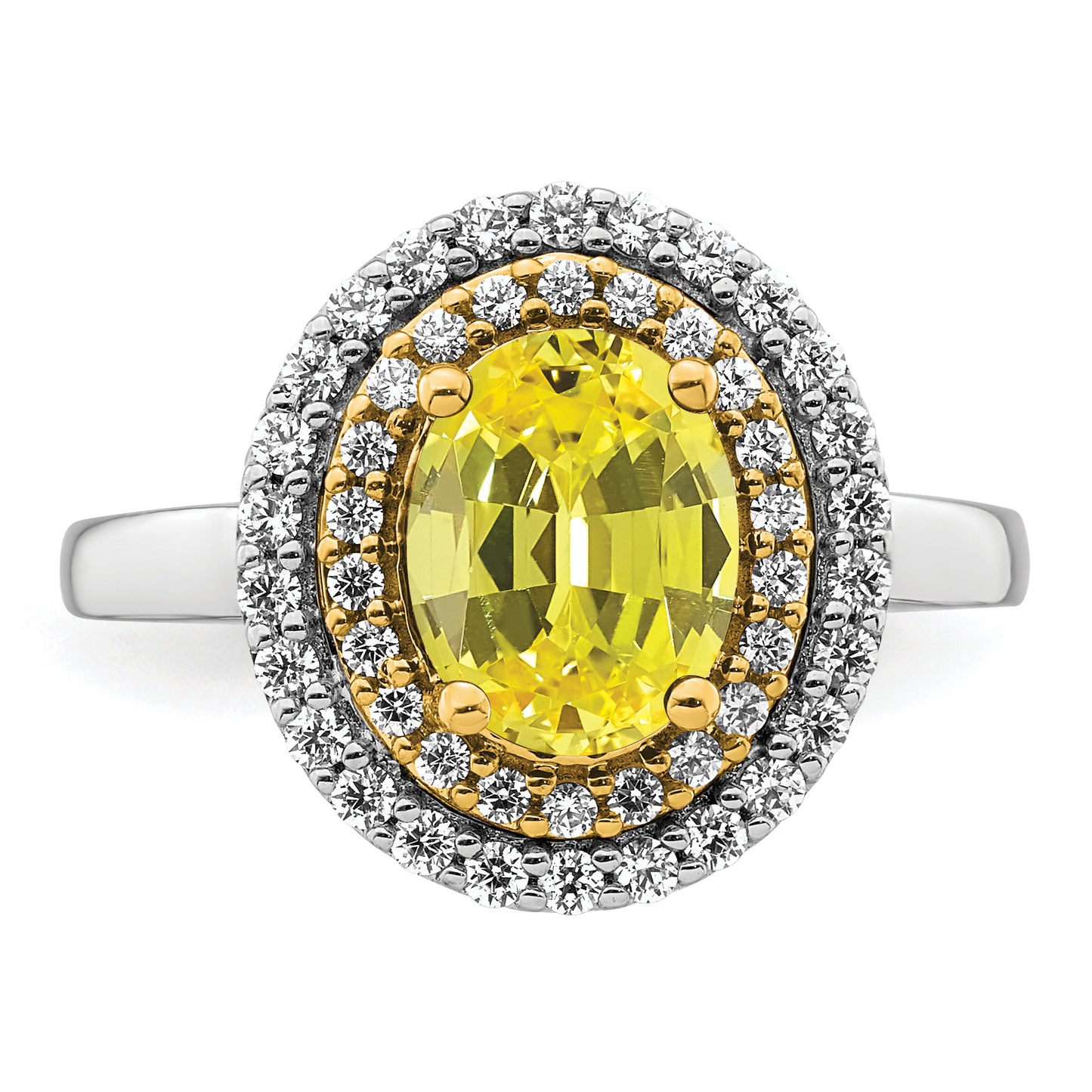 14K Two-Tone Lab Grown VS/SI+ G+ Diamond & Created Yellow Sapphire Ring