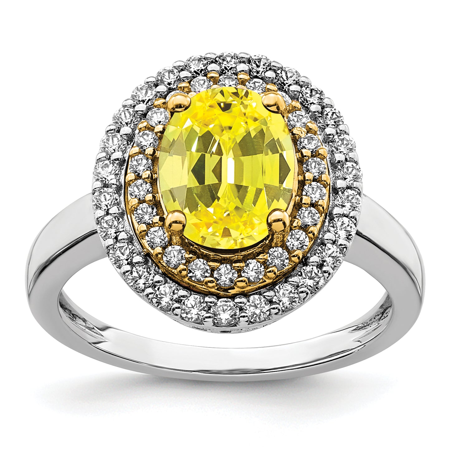 14K Two-Tone Lab Grown VS/SI+ G+ Diamond & Created Yellow Sapphire Ring