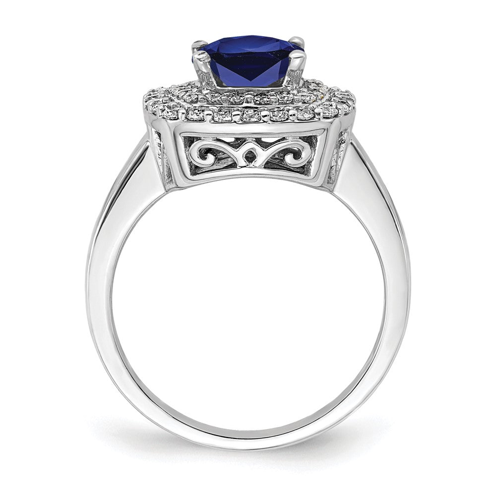 14k White Gold 1/2 Ct. Lab Grown Diamond VS/SI+ G+ and Lab Created Blue Sapphire Fashion Ring