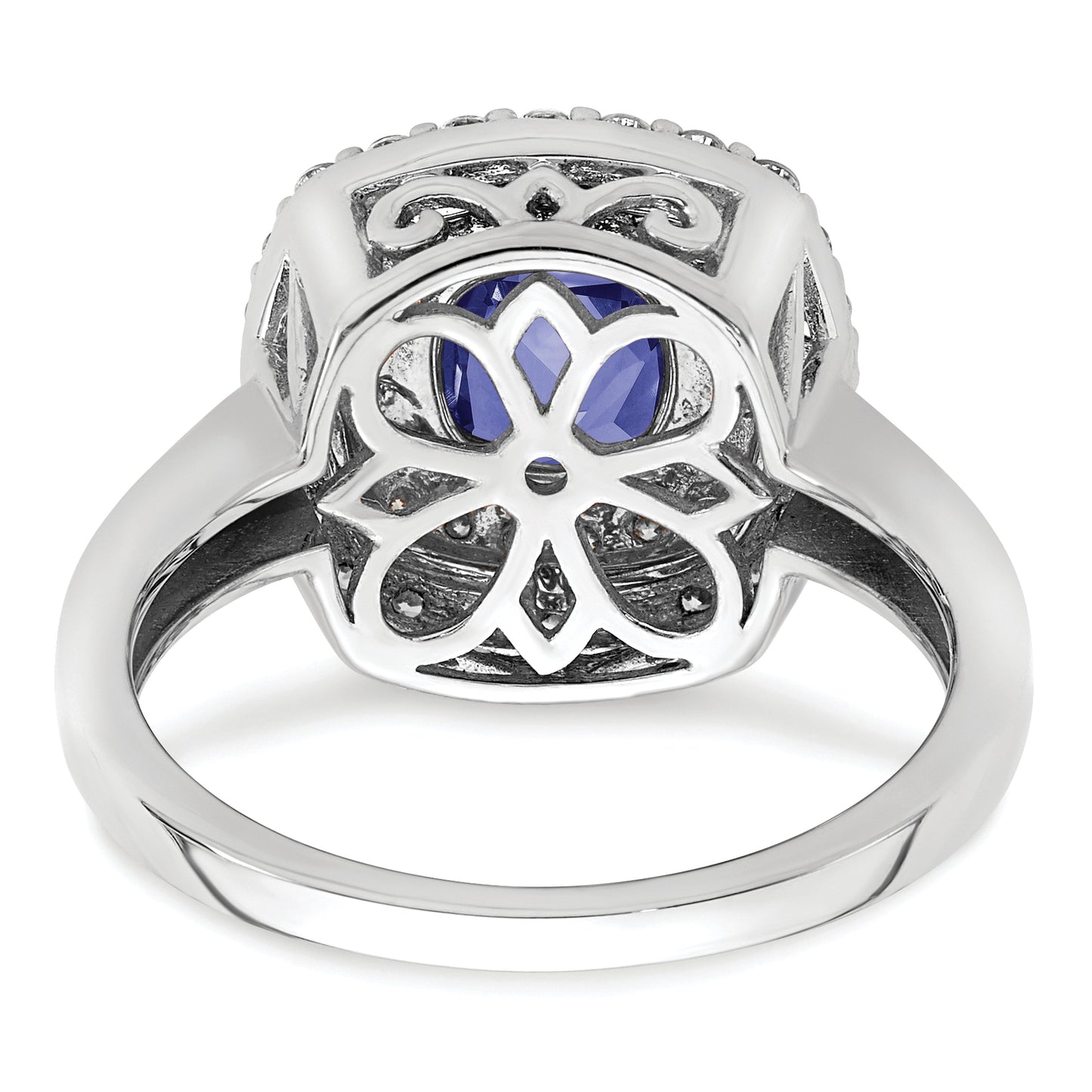 14k White Gold 1/2 Ct. Lab Grown Diamond VS/SI+ G+ and Lab Created Blue Sapphire Fashion Ring