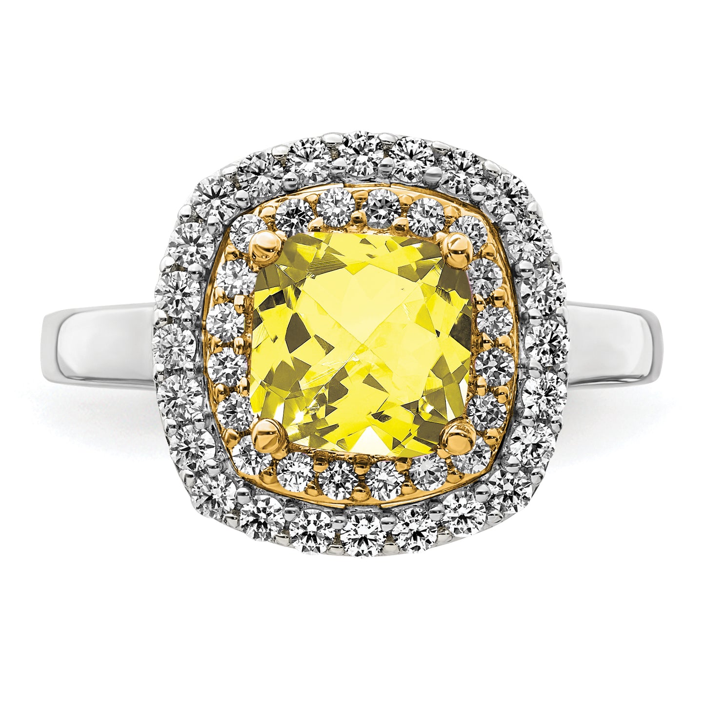 14k Two-Tone 1/2 Ct. Lab Grown Diamond VS/SI+ G+ and Lab Created Yellow Sapphire Fashion Ring