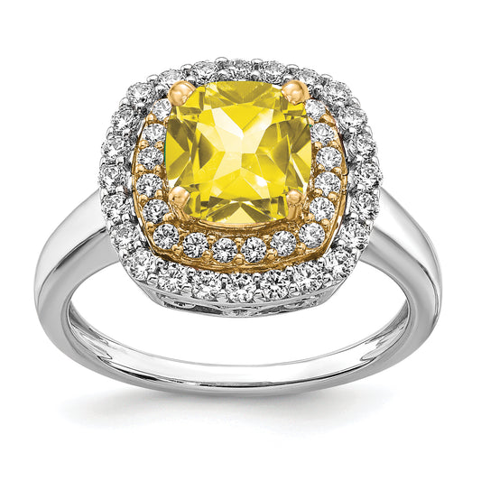 14k Two-Tone 1/2 Ct. Lab Grown Diamond VS/SI+ G+ and Lab Created Yellow Sapphire Fashion Ring