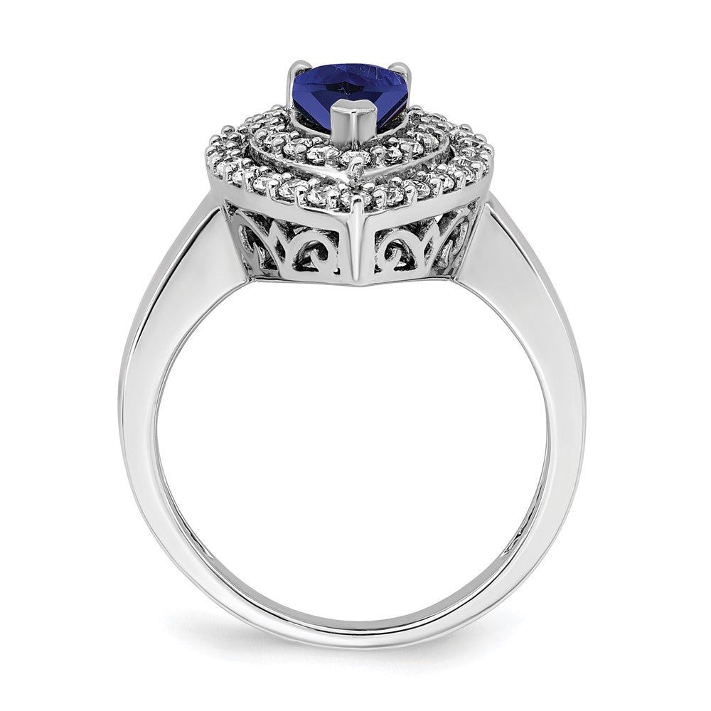 14k White Gold 1/2 Ct. Lab Grown Diamond VS/SI+ G+ and Lab Created Blue Sapphire Fashion Ring