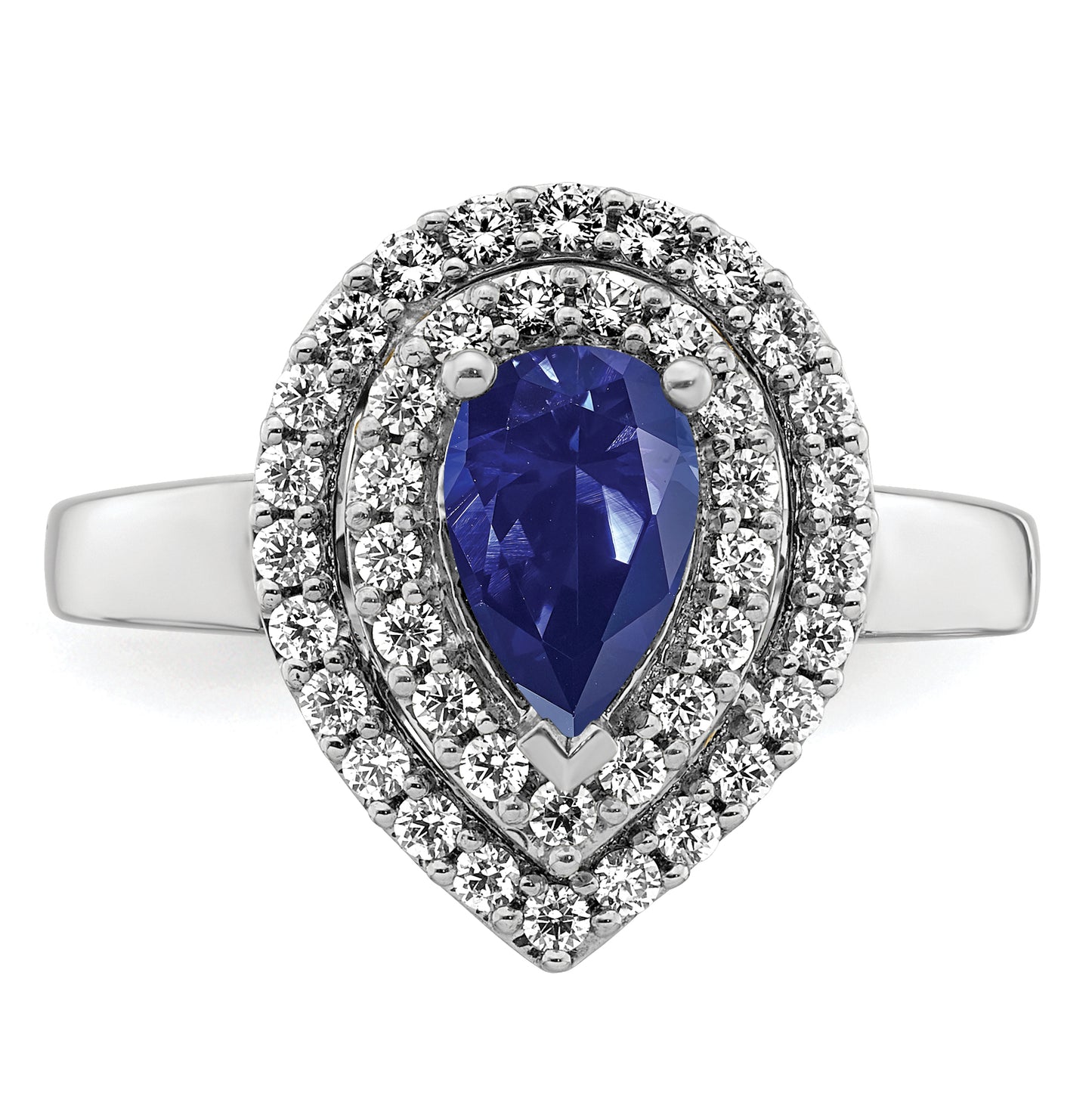 14k White Gold 1/2 Ct. Lab Grown Diamond VS/SI+ G+ and Lab Created Blue Sapphire Fashion Ring