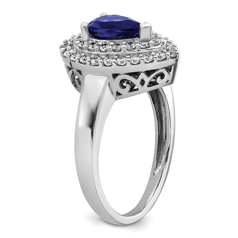 14k White Gold 1/2 Ct. Lab Grown Diamond VS/SI+ G+ and Lab Created Blue Sapphire Fashion Ring