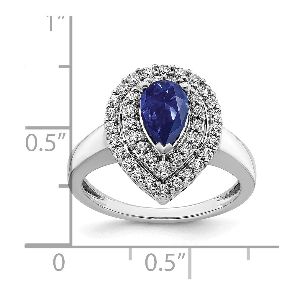 14k White Gold 1/2 Ct. Lab Grown Diamond VS/SI+ G+ and Lab Created Blue Sapphire Fashion Ring