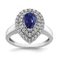 14k White Gold 1/2 Ct. Lab Grown Diamond VS/SI+ G+ and Lab Created Blue Sapphire Fashion Ring