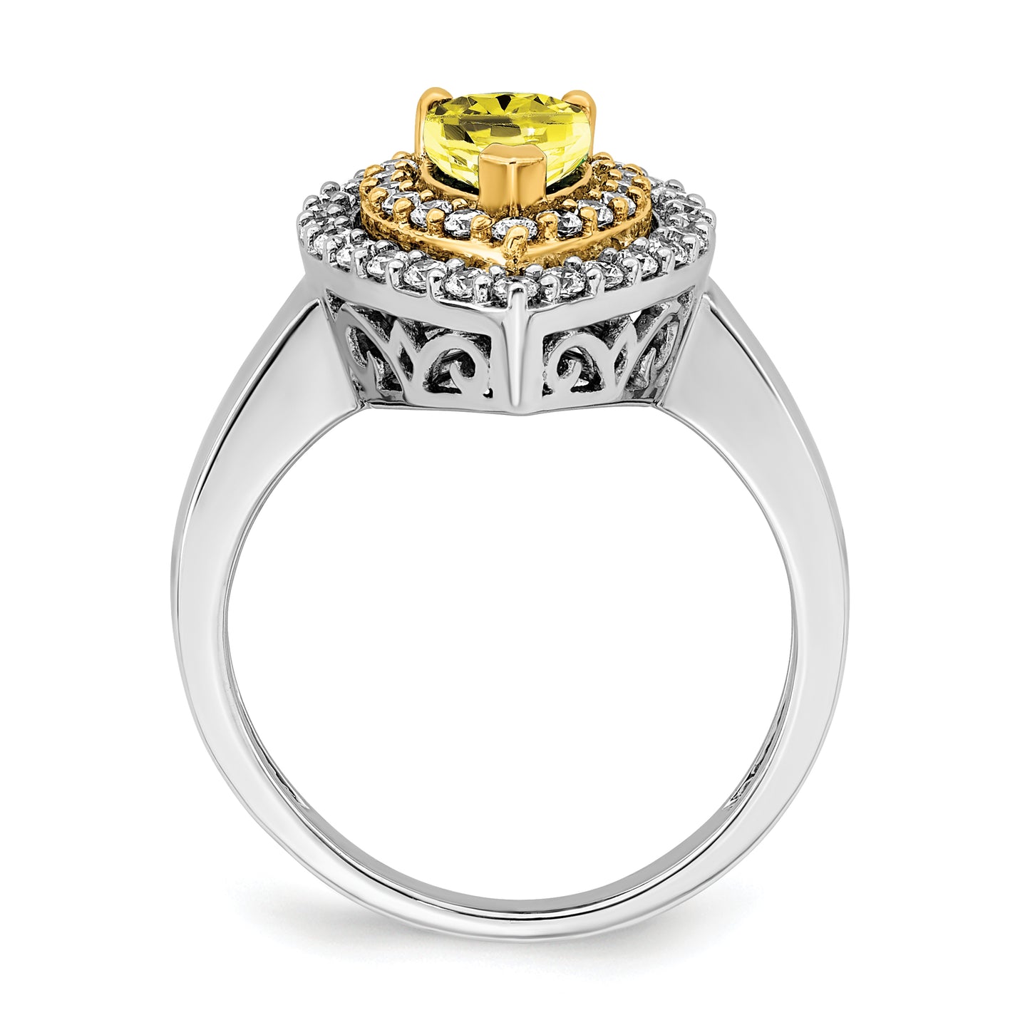 14k Two-Tone 1/2 Ct. Lab Grown Diamond VS/SI+ G+ and Lab Created Yellow Sapphire Fashion Ring