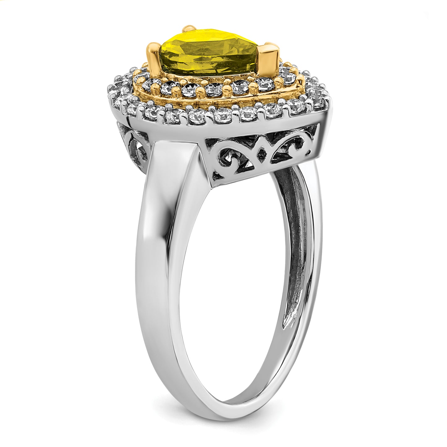 14k Two-Tone 1/2 Ct. Lab Grown Diamond VS/SI+ G+ and Lab Created Yellow Sapphire Fashion Ring