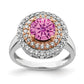 14K White/Rose Gold Two-Tone Rose and White 5/8 Ct. Lab Grown Diamond VS/SI+ G+ and Lab Created Pink Sapphire Fashion Ring