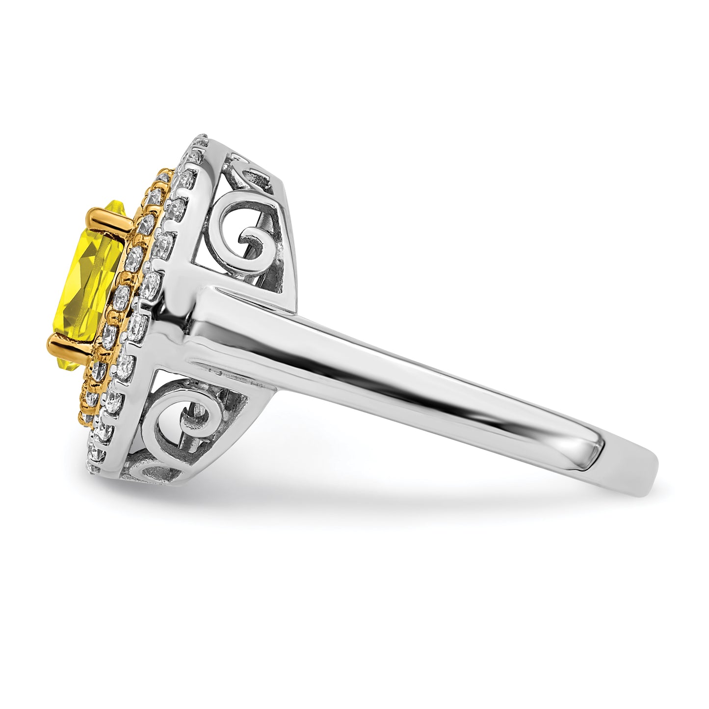 14K Two-Tone Lab Grown VS/SI+ G+ Diamond & Created Yellow Sapphire Ring