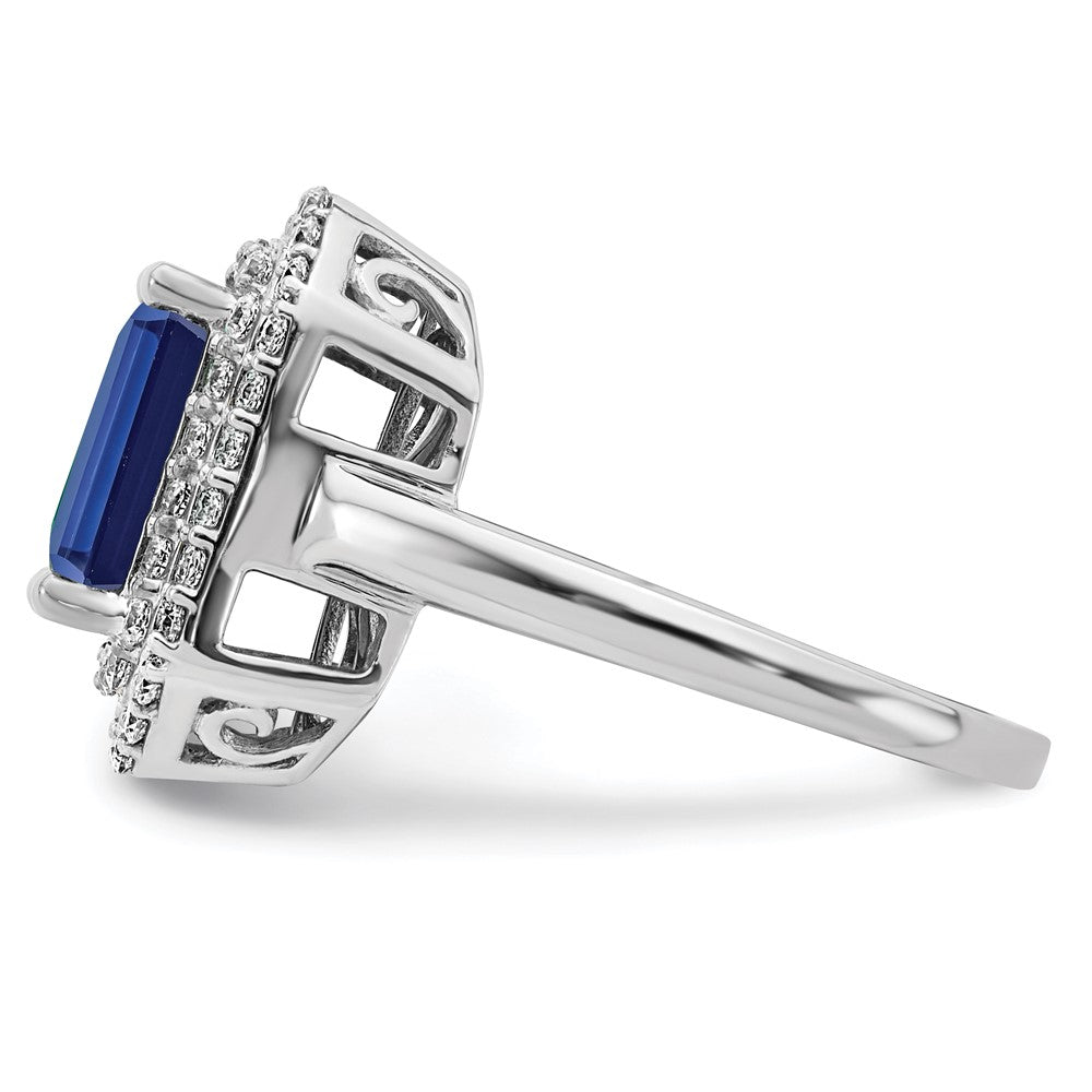 14k White Gold 5/8 Ct. Lab Grown Diamond VS/SI+ G+ and Lab Created Blue Sapphire Fashion Ring