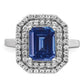 14k White Gold 5/8 Ct. Lab Grown Diamond VS/SI+ G+ and Lab Created Blue Sapphire Fashion Ring