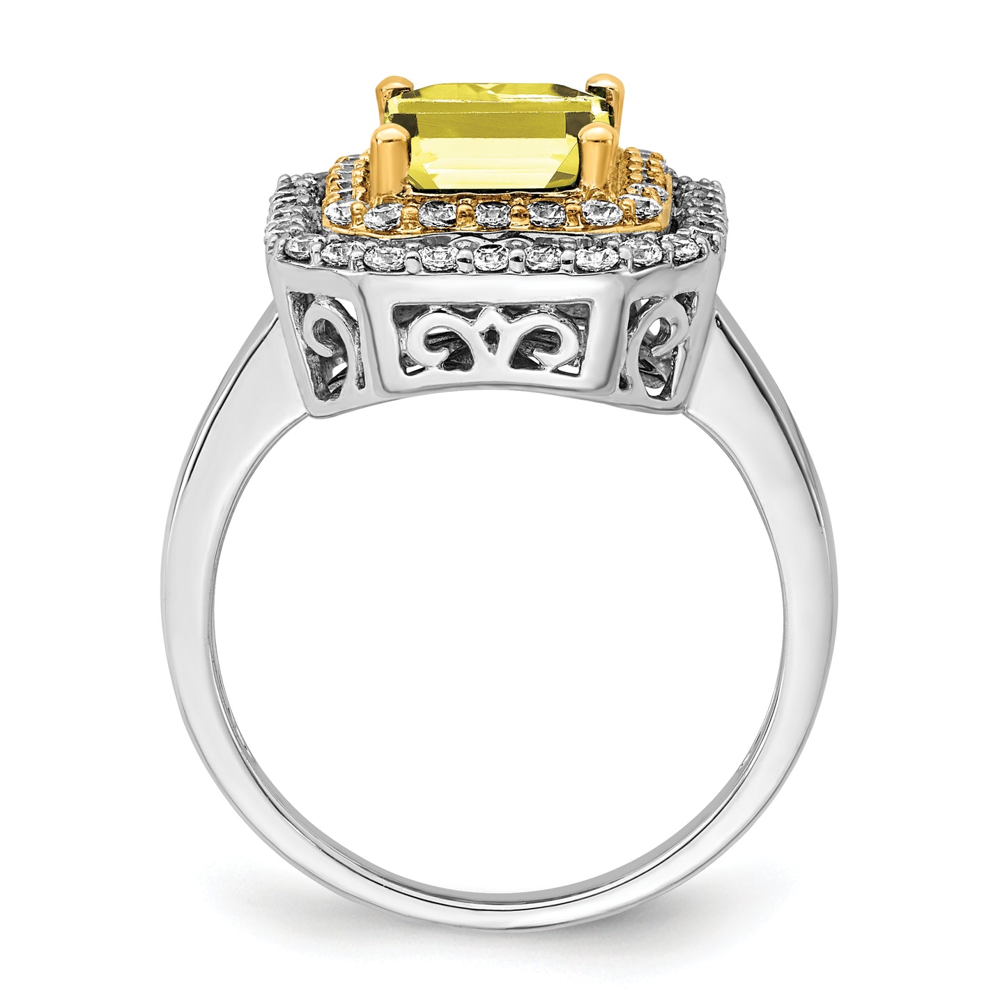 14k Two-Tone 5/8 Ct. Lab Grown Diamond VS/SI+ G+ and Lab Created Yellow Sapphire Fashion Ring