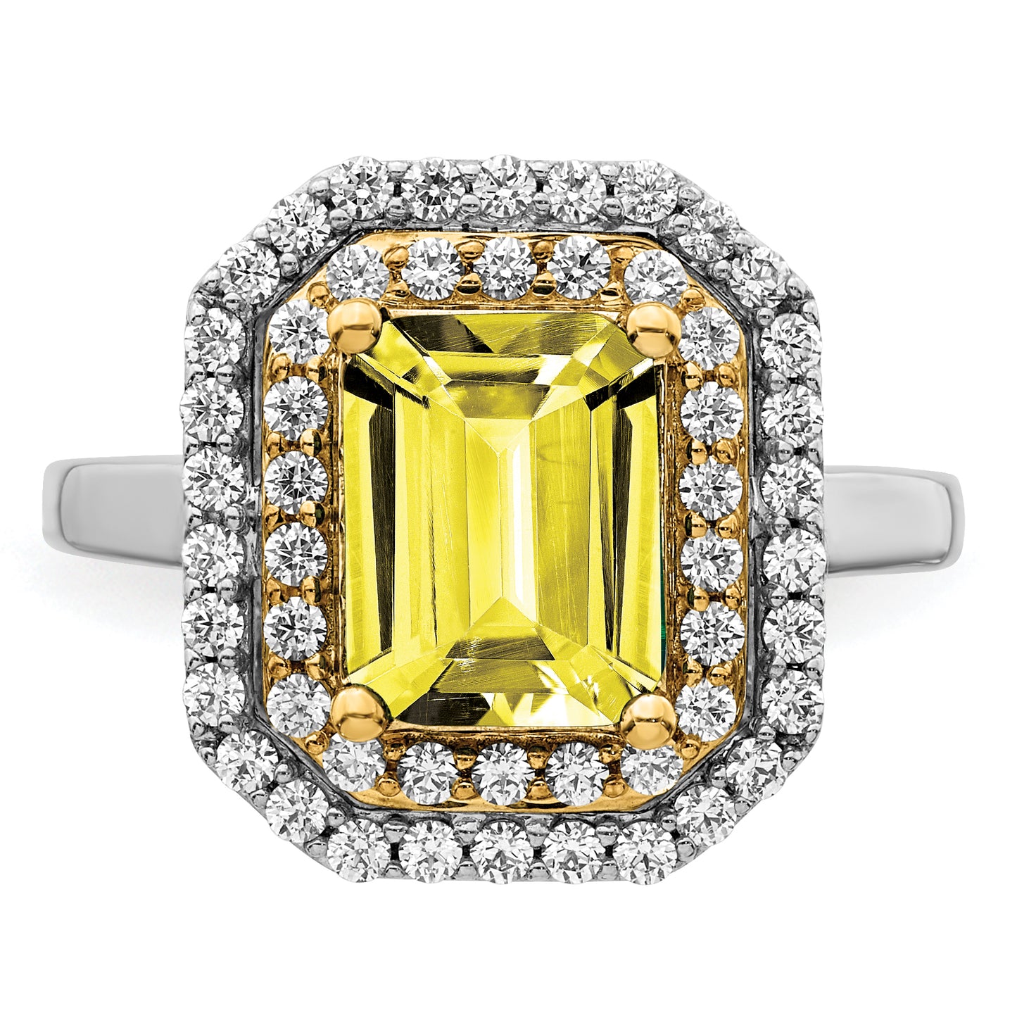 14k Two-Tone 5/8 Ct. Lab Grown Diamond VS/SI+ G+ and Lab Created Yellow Sapphire Fashion Ring