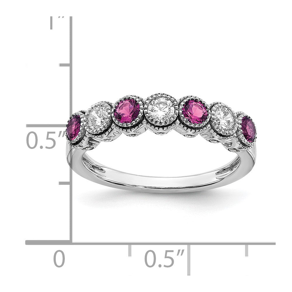 14k White Gold  1/2 Ct. Lab Grown Diamond VS/SI+ G+ and Lab Created Pink Sapphire Ring