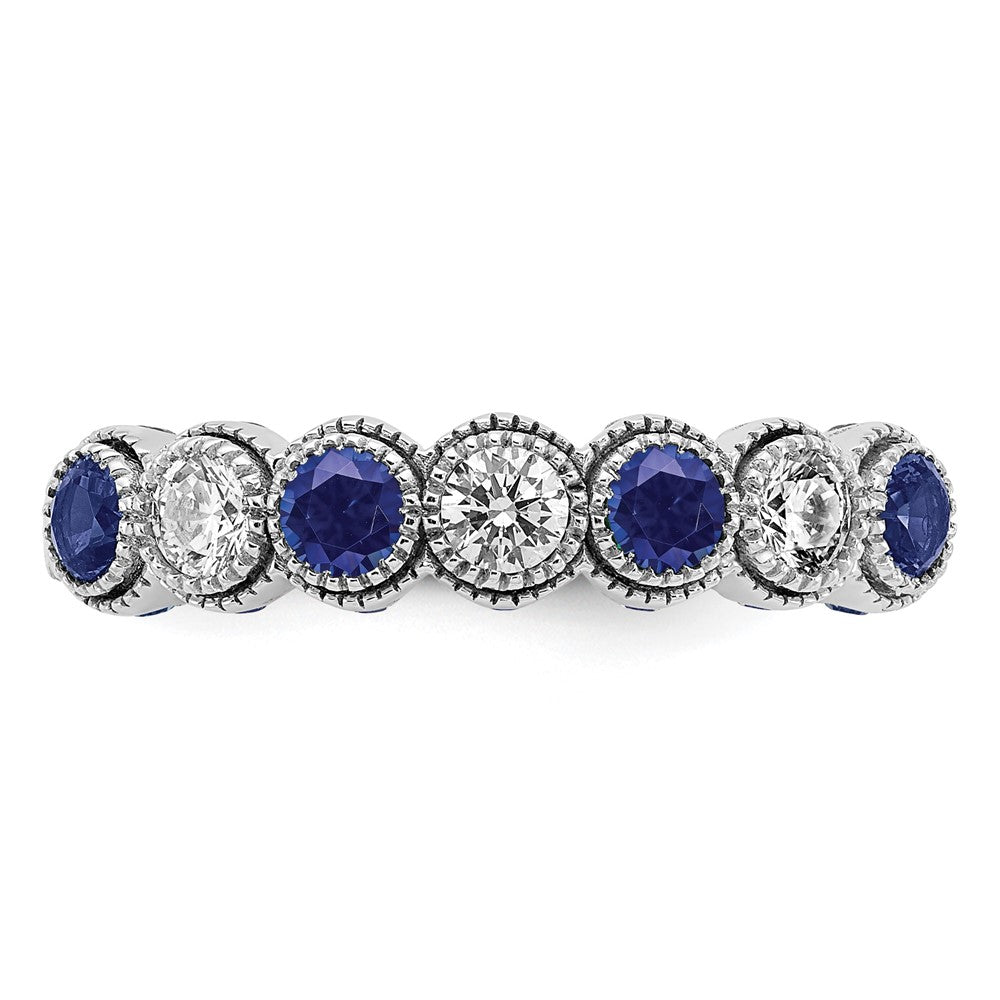 14k White Gold  1/2 Ct. Lab Grown Diamond VS/SI+ G+ and Lab Created Blue Sapphire Ring