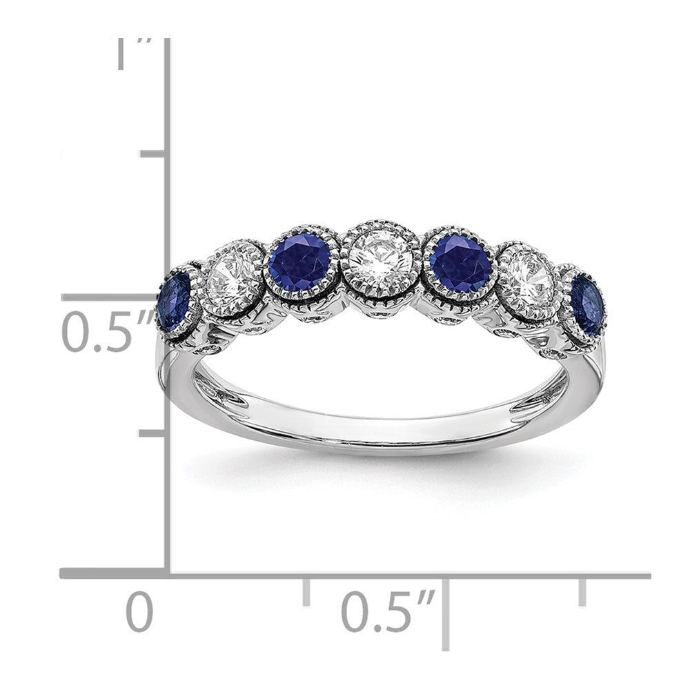 14k White Gold  1/2 Ct. Lab Grown Diamond VS/SI+ G+ and Lab Created Blue Sapphire Ring