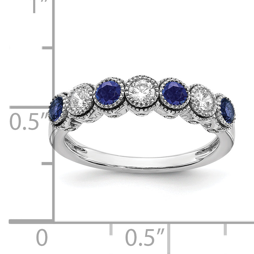 14k White Gold 1/2 Ct. Lab Grown Diamond VS/SI+ G+ and Lab Created Blue Sapphire Ring