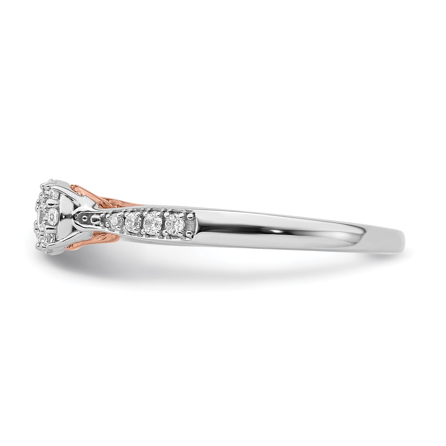 14k Two-tone Two Tone Rose and White Gold 1/5 Ct. Lab Grown Diamond VS/SI+ G+ Petite Engagement Ring