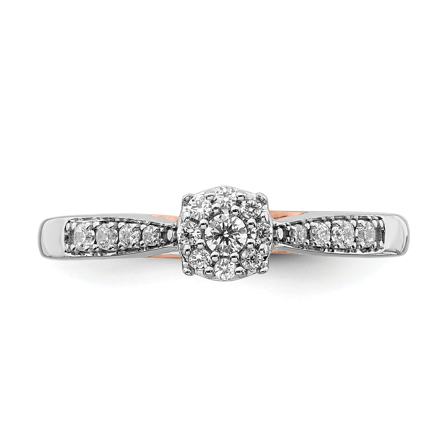 14k Two-tone Two Tone Rose and White Gold 1/5 Ct. Lab Grown Diamond VS/SI+ G+ Petite Engagement Ring