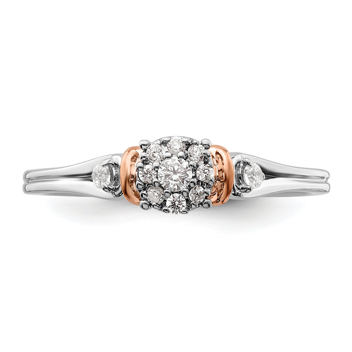 14k Two-tone Two Tone Rose and White Gold 1/6 Ct. Lab Grown Diamond VS/SI+ G+ Petite Engagement Ring