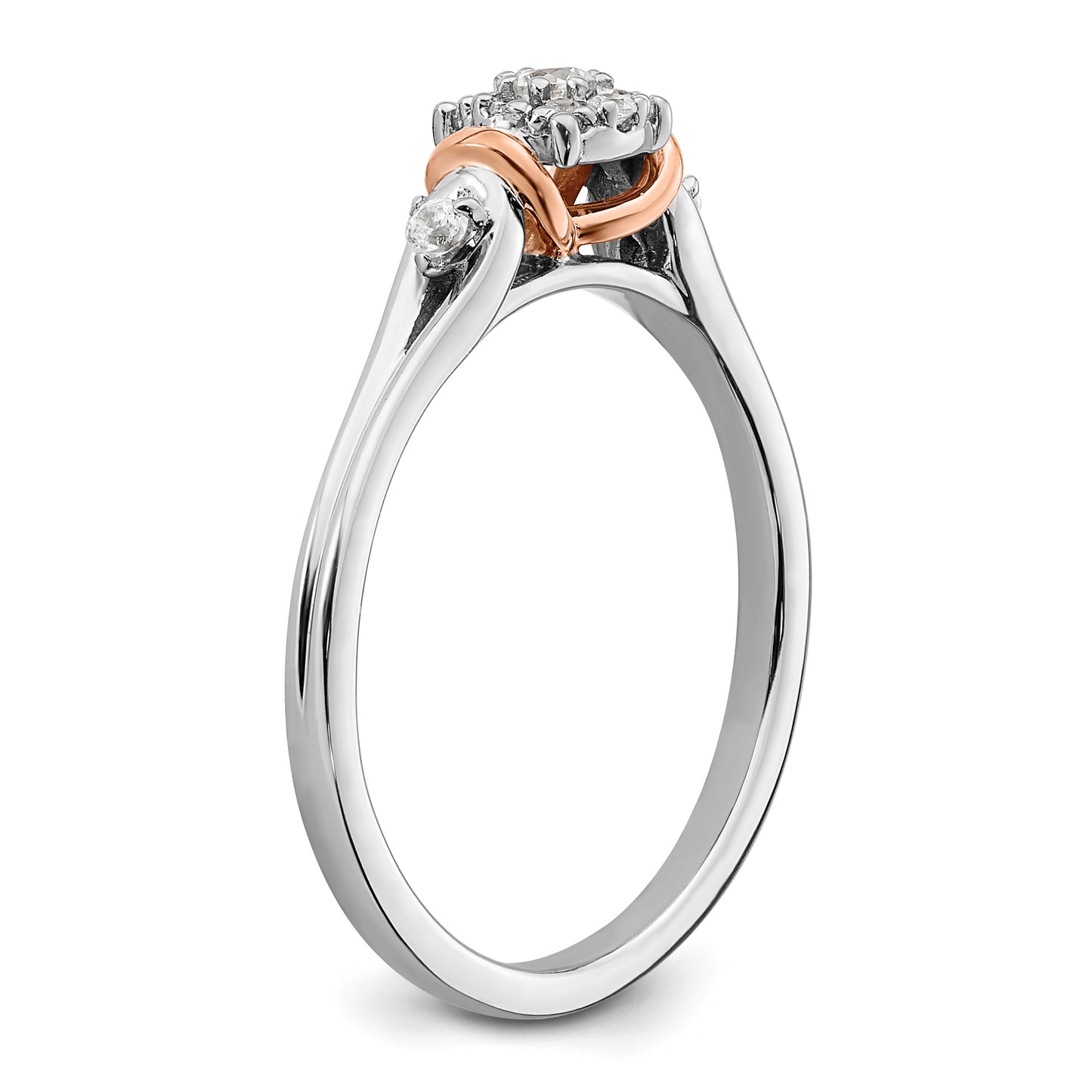 14k Two-tone Two Tone Rose and White Gold 1/6 Ct. Lab Grown Diamond VS/SI+ G+ Petite Engagement Ring