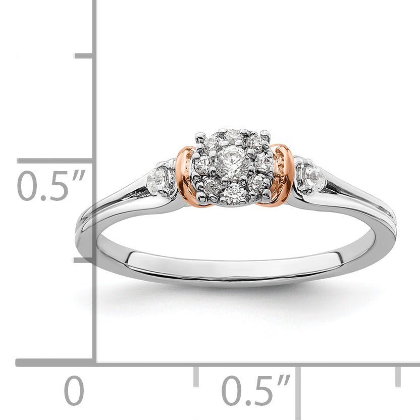 14k Two-tone Two Tone Rose and White Gold 1/6 Ct. Lab Grown Diamond VS/SI+ G+ Petite Engagement Ring