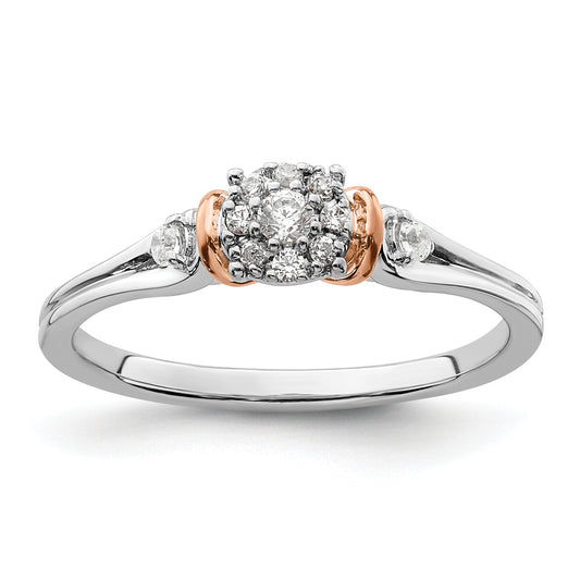 14k Two-tone Two Tone Rose and White Gold 1/6 Ct. Lab Grown Diamond VS/SI+ G+ Petite Engagement Ring