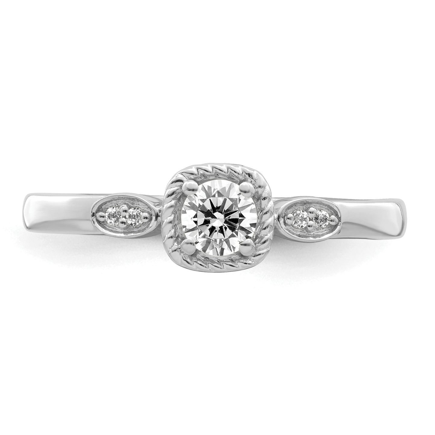 14K White Gold First Promise Lab Grown VS/SI+ G+ Diamond Rope Edge Comp Engagement Ring