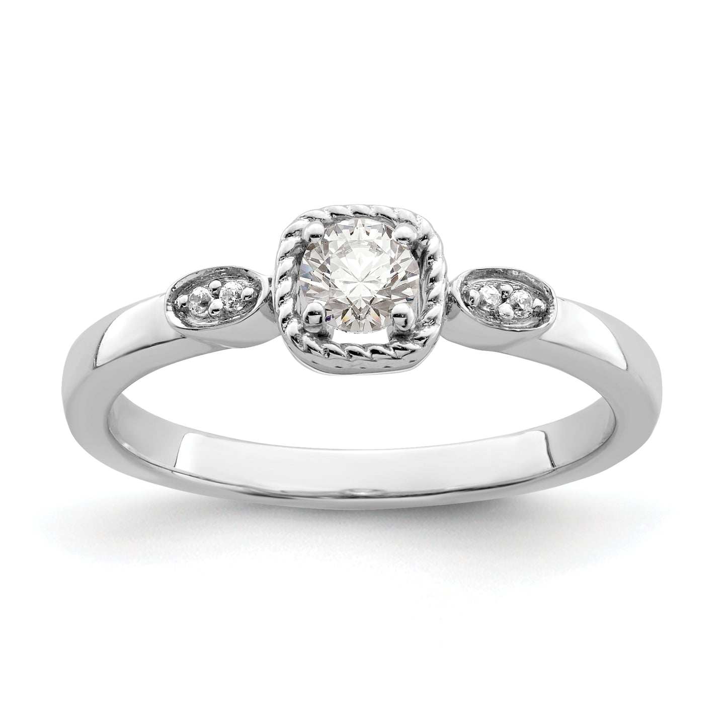 14K White Gold First Promise Lab Grown VS/SI+ G+ Diamond Rope Edge Comp Engagement Ring