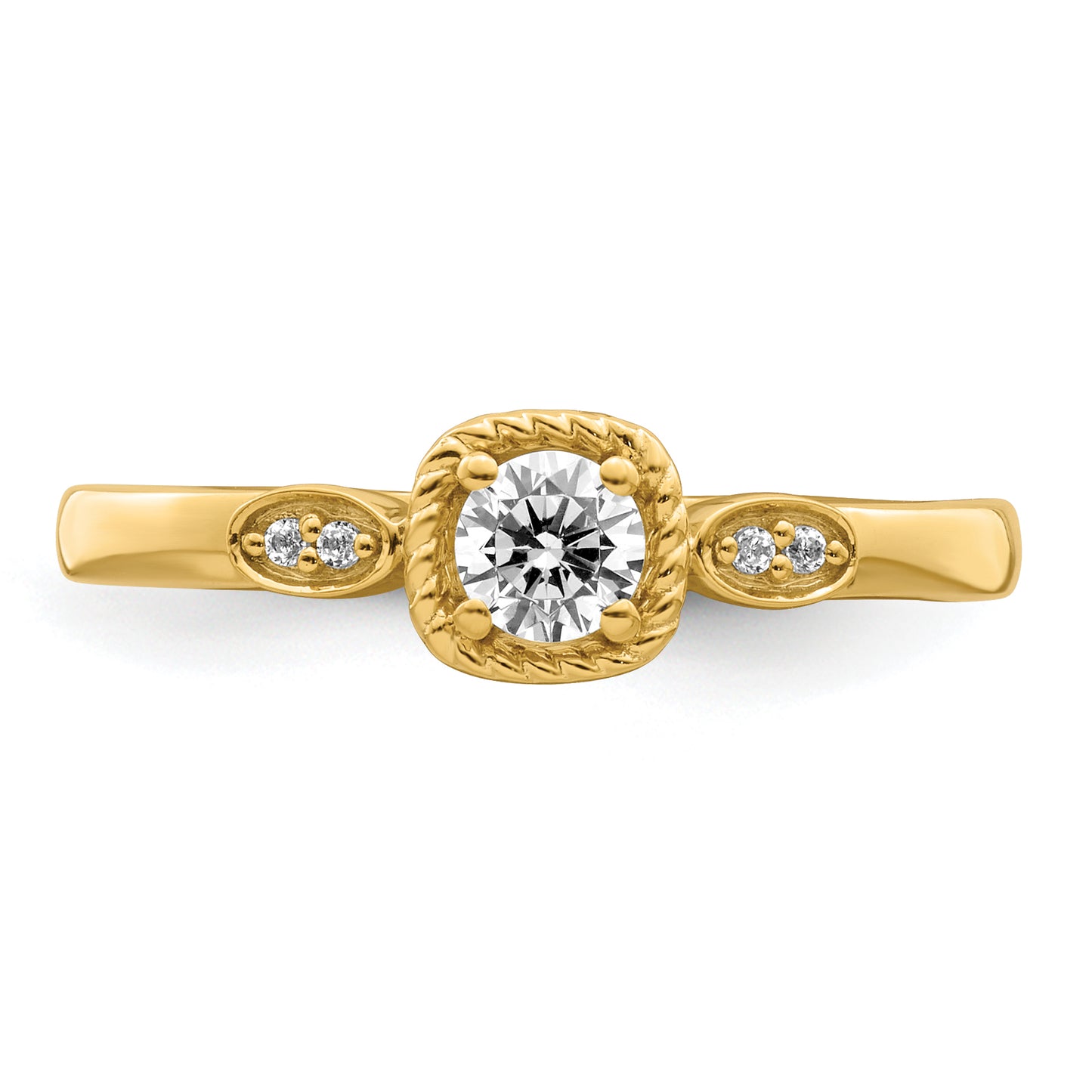 14k Yellow Gold First Promise Lab Grown VS/SI FGH Diamond Petite Rope Edge Engagement Ring