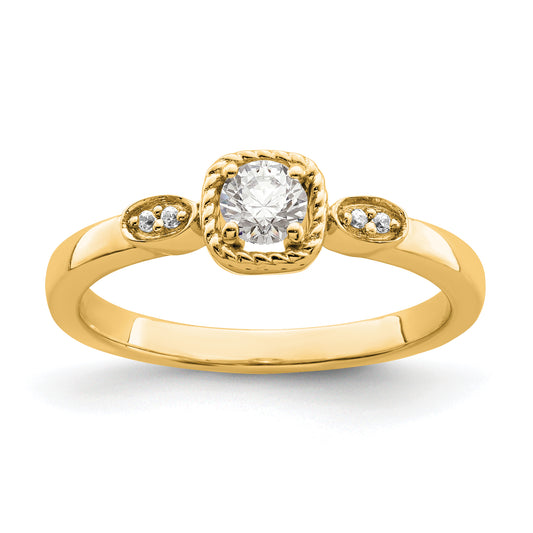 14k Yellow Gold First Promise Lab Grown VS/SI FGH Diamond Petite Rope Edge Engagement Ring