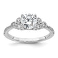 14k White Gold 1/5 Ct. Lab Grown Diamond VS/SI+ G+ 1 Ct. Center Round Engagement Ring