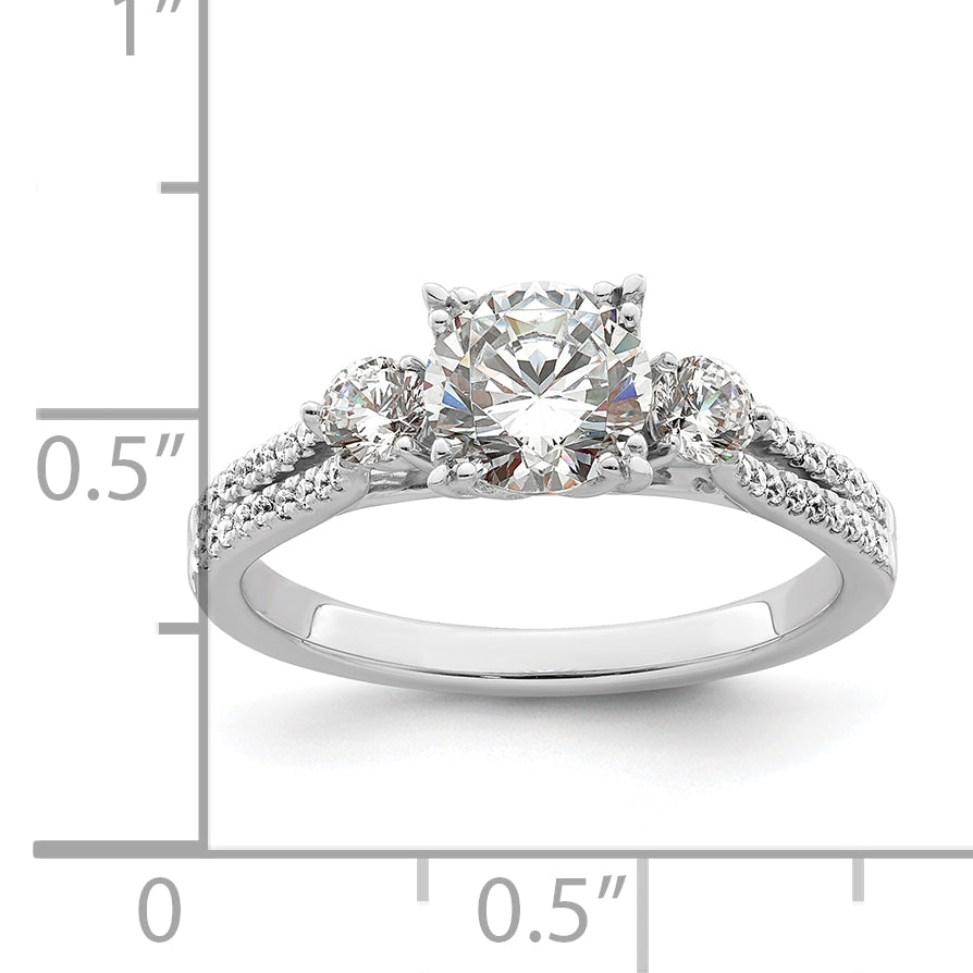 14k White Gold 3/8 Ct. Lab Grown Diamond VS/SI+ G+ 1 Ct. Center Round Engagement Ring