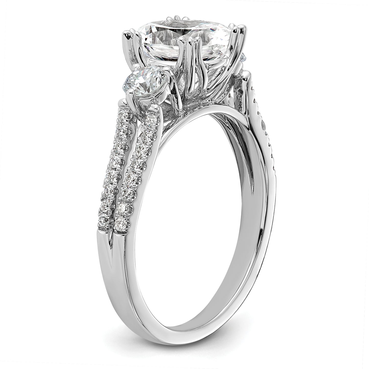 14k White Gold 1/2 Ct. Lab Grown Diamond VS/SI+ G+ 1 1/2 Ct. Center Oval Engagement Ring