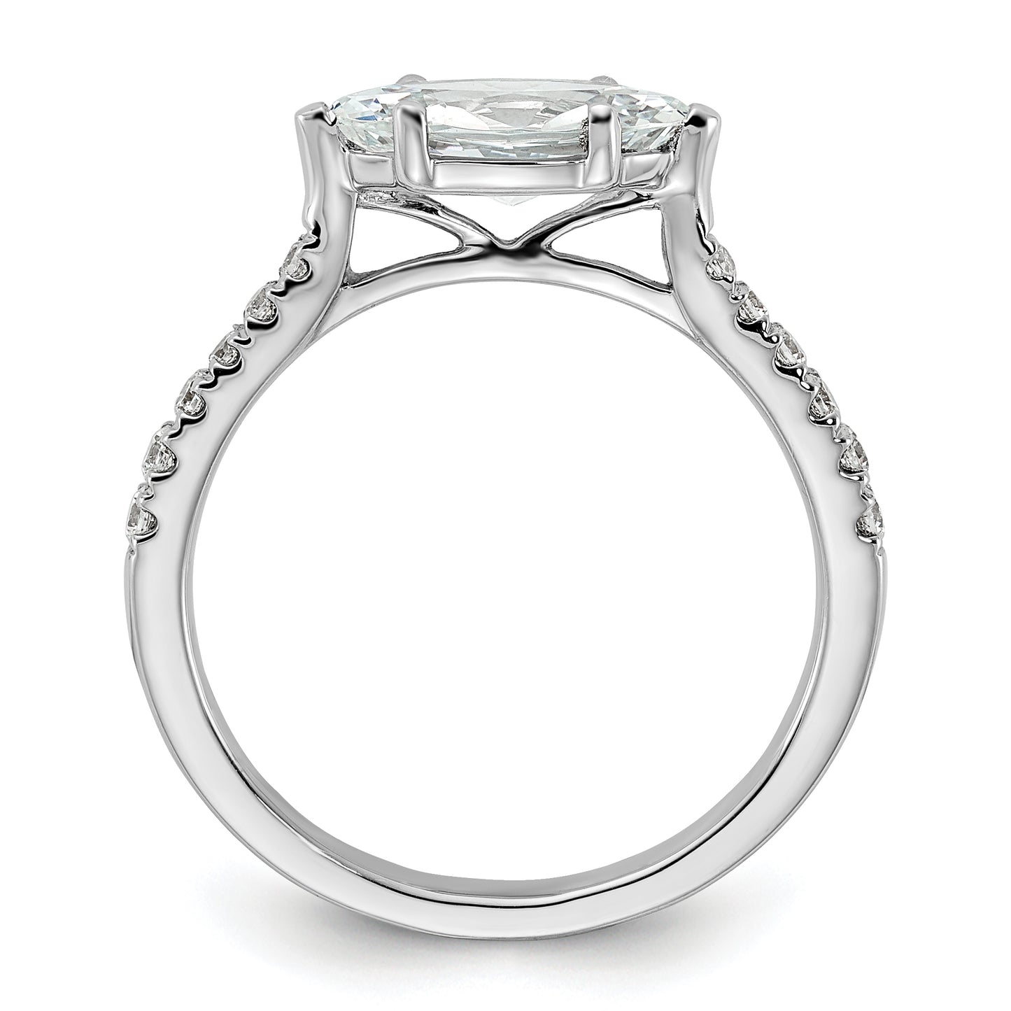 14k White Gold 1/5 Ct. Lab Grown Diamond VS/SI+ G+ 1 Ct. Center East-West Marquise Engagement Ring